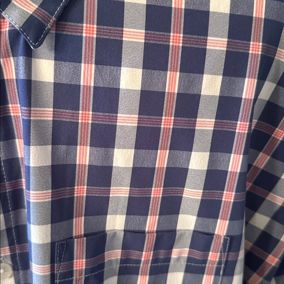Mizzen+Main Men's Plaid Shirt - Navy and Pink - Picture 5 of 9